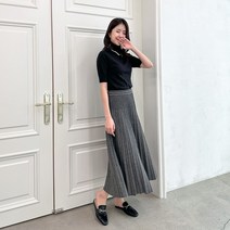발렌 메탈 플리츠 니트스커트