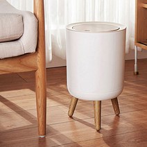 호프너 원터치 라운드 원목 우드 나무 인테리어 휴지통 7L