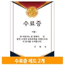 유치원 행사 졸업수료증 2개 레드 연말 어린이집 종이 상장 기념식 유아