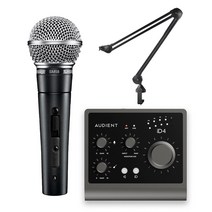 오디언트 iD4 MK2+SHURE 슈어 SM58 SK 유선 마이크 + 암스탠드 레코딩 패키지