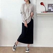 데일리앤 퓨레 H라인 일자 스판 밴딩 롱스커트