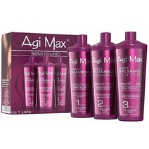 Agi Max 브라질 천연 케라틴 헤어 트리트먼트 키트 컬 및 곱슬머리 스트레이트닝 건조한 손상 감소 뿌리부터 끝까지 영양 공급 수분 염색 스타일 지원 1리터 3단계 (3 x 10