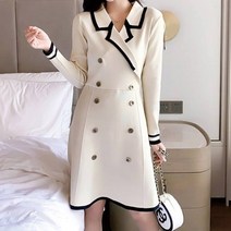 [랜덤플레이] 카라넥 정장 오피스룩 트렌치 미디 원피스