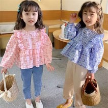 여아셔츠 프린세스 아동 셔츠 나비셔링 박스 블라우스 캐주얼 셔링티셔츠 여름 가을 봄 긴팔 나비