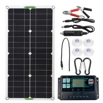 티양 전지 패널 태양광 판 발전 100w 태양 키트 12v24v 듀얼 usb 충전 태양 30a60a100a 컨트롤러 태양 전화 rv 자동차, 30a 컨트롤러 포함, 1개