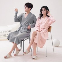 3초샤워가운 커플 잠옷 여성 목욕 가운 성인 순면 가을 2023 새로운 면화 남성 긴 드레싱, 5. 여자 L이 남자 L에게 선물로 주신 메인사진 YP