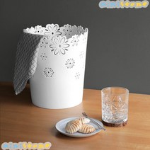 [airistore] 심플 플라워 오픈 휴지통(소), 플라워휴지통_소(화이트)