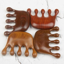 물소뿔 밀랍수지 로즈쿼츠 나무 지압 괄사 마사지 도구, 48)원목 다용도 두피 괄사, 1개