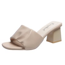 타니즈 아고 여름 사무실 셔링 주름 뮬 슬리퍼 (7cm)