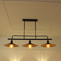 식탁 조명 시크 블랙 3등, LED 램프 8W 전구색(노란빛)3개포함