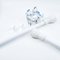 굿즈팡팡 못없이커튼봉 안뚫어고리 슬림파워 + 커튼봉 + 후사고리 세트상품, 슬림파워(2개)+커튼봉(90~180cm) +후사고리, 화이트