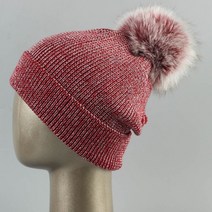 Geebro 여성용 Beanie Hat with Fox Pompom 겨울용 니트 Slouchy Beanie 여성용 여성용 Skullies with Real Fur Pompom DQ