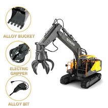볼보 1/16 3 in 1 Rc 굴삭기 트럭 트랙터 크롤러 24G 17CH 원격 라디오 제어 차 드릴 그립 소년 장난감, 01 WHITE