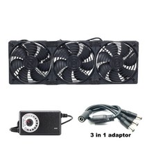 컴퓨터 쿨링 냉각 팬 12cm 120mm 고속 대형 공기 흐름 110v 220v btc ltc 마이닝 머신 워크 스테이션 캐비닛 그래픽 카드 랙 쿨러, 3팬 및 컨트롤러, 영국 플러그