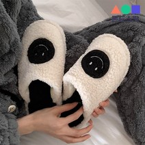몬드스팟 2cm 여성 뽀글이 스마일 인조양털 앞막힌 슬리퍼 화이트(DM345)