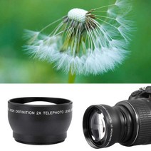 52mm 2 배 확대 카메라 렌즈 방수 HD 망원 변환기 마운트 캠코더용, 없음
