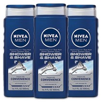 Nivea 니베아 MEN 샤워 앤 쉐이브 바디 워시 촉촉한 샤워 샴푸 및 면도 가능 500ml 3개입 250907