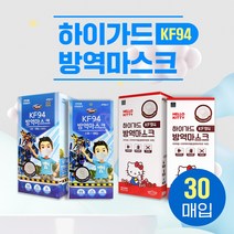 아텍스 캐릭터 하이가드 방역마스크 KF94 소형 화이트 30매입/box 2종 4중구조 미세먼지차단, 헬로키티 30매입
