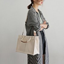직장인 여자 서류가방 에코 캔버스 문서 가방 여대생 대학생 스퀘어 가벼운 토드 크로스백