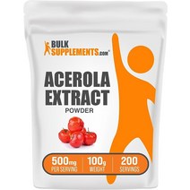 BulkSupplements 아세로라 체리 추출물 비타민 C 25% 파우더 100g 천연 식물성, 3.50온스(1팩)