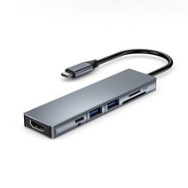 썬더볼트 독 서피스독 6 in 1 usb c 허브 노트북 도킹 스테이션 어댑터 (pd 고속 충전 포함) 4k hdmi 2 usb 3.0 포트 macbook pro 용 sd tf, 은