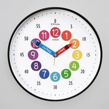 MJK 무소음 교육용시계 어린이시계공부, 레인보우 교육용시계 - 블랙