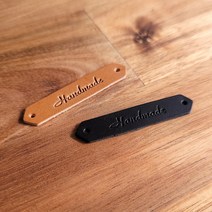 천연가죽 핸드메이드 육각형 라벨 55 x 10 mm 1개입 이태리 베지터블 통가죽, 레드