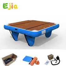 워터 플랫폼 매트 매직 카펫 야외 서핑 낚시 4202m157 788 인치 티크 EVA 커버 플로팅 아일랜드 도크 풍선 요트 풀 비치 오션 레이크, 13.4X2X02m  Blue No Ladder