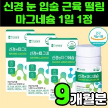 신경에 좋은 마그네슘 보충제 마그네시움 어린이 성장 영양제 추천 안면 근육 떨림 신경 근육 경련 40대 입 윗 왼쪽 눈꺼풀 시어머니 엄마 여자 생신 선물 허벅지 부모님 눈 아래, 3박스(9개월분)