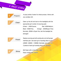 차량 광택기 폴리셔 자동차 조명 키트 연마 복원 헤드 라이트 수리 세트 관리 샌딩 디스크 패드 습식 건식, 한개옵션0