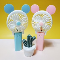 KC안전인증 USB 핸디형 휴대용 선풍기, 그린, 고양이