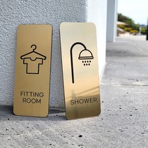 [미국직수입소재] 샤워롬 피팅룸 안내판, 8각_크기 M, 피팅룸_03, 골드 무광