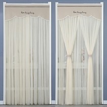 도어유리문 커튼 패널프라이버시 홈 데코 화이트 프렌치 도어 커튼블랙 아웃 오, C + 90x120cm(텔레스코픽로드+벨크로)