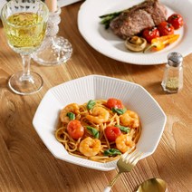 윤도자기 순백 팔각 파스타볼