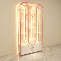 네일샵 진열대 매니큐어 진열장 선반 쇼케이스, 핑크(길이150x두께30x높이200)램프 있음