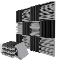 씰링 스트립 창문 문풍지 틈막이 바람막이 고무패킹 외풍지 방풍지 스튜디오 어쿠스틱 폼 흡음 소음 차단 방음 처리 벽 패널 블랙 12 그레이 24 개 25x25x5cm, [03] 12Black12Grey