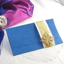 결혼식 돌잔치 청첩장 초대장 종이 금별 케이스 청색