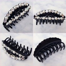 SUNNYDAY 진주 큐빅 크라운 헤어집게핀 반머리 반묶음 성인 여성 왕관 악세사리 헤어핀 머리핀 긴머리 단발머리 고정 헤어 클립 머리집게 NN6
