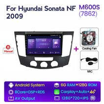 NaviFly 자동차 차량용 카 HUD 내비게이션 오디오 7862 8 코어 8G 128G 1280x720 안드로이드 올인원 지능형 시스템 현대 소나타 NF 2008 - 2010 카, [13] M600 7862C 6G 128G B