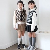아그들 PP아가일조끼상하 주니어 여아 상하복 셋트 치마상하 치마세트 상하세트 바지상하 초등학생 여학생 옷