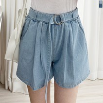 티데일리 밴딩 청 반바지 벨트 세트 여성용 데님 숏팬츠