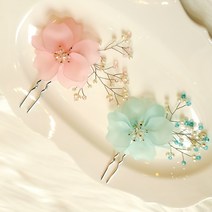 어코사지 한복뒤꽂이 꽃 비즈 진주 장식