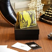 헤크 클래식 뱀피 패턴명함카드지갑 케이스옐로우