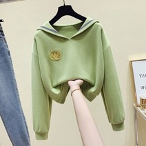 탑코트 유행 숏맨투맨 여성 봄가을 얇은 와이드 루즈핏 BF 키치한 마린넥 4038156428