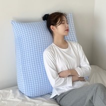 집앤콕 삼각 등받이쿠션, 봄체크 소라