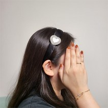 악세서리마켓 핸드메이드 오닉스 스톤 머리띠 포인트 하트 헤어밴드 (9063537)