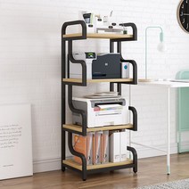 회사 사무실 원목 나무 다층 프린터 랙 거실수납장, F 3단 라이트월넛 화이트 프레임