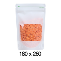 팩플러스 네모창화이트스탠드(지퍼형) 180x260 100매 / 네모창스탠드 / 투명창지퍼백 / 화이트지퍼백