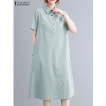 ZANZEA 여성 여름 반팔 미니 원피스