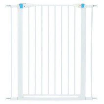 Pet Gate 하이 워크스루 스틸 펫 게이트 W 소프트 화이트 w/ 글로우 프레임 Tall 39 H x 29~38인치, 39-Inch, White, White